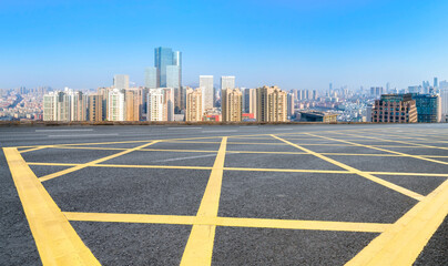 Road ground and urban architectural landscape