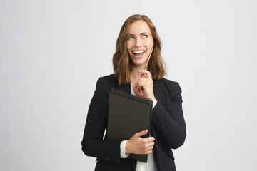Funny portrait of a beautiful business woman with expression in her face - with a glimmer of hope...
