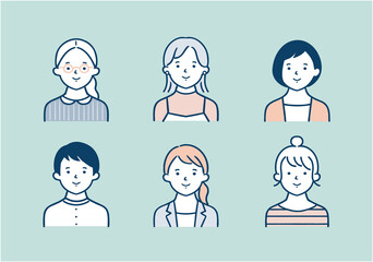 若い女性のイラスト素材セット