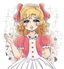 劇画風少女漫画・泣くお姫様・花に囲まれて紹介する