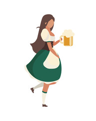 Oktoberfest beer server with glass semi flat color vector character. Full body person on white. Traditional fashion isolated modern cartoon style illustration for graphic design and animation
