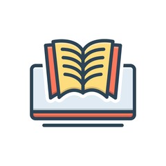 Color illustration icon for reading online