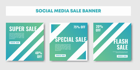 sale social media post design template green minimalist