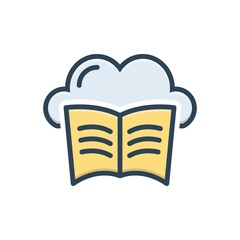 Color illustration icon for cloud library