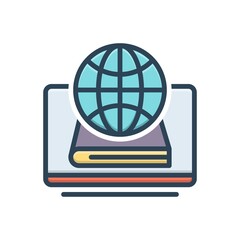 Color illustration icon for global education