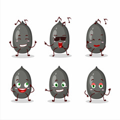 An image of sunflower seeds dancer cartoon character enjoying the music