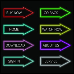 Fototapeta premium neon arrow buttons with lettering
