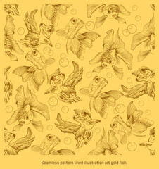 Seamless pattern golden fish swiming.