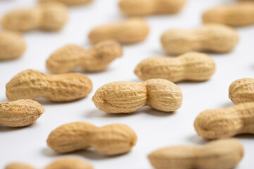 Peanut (Groundnut) Selective Focus White Background 