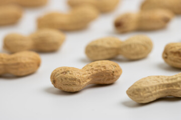 Peanut (Groundnut) Selective Focus White Background 