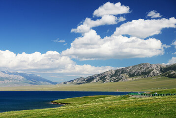 landscape with lake and mountains