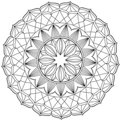 Obraz premium Leaf Flower Petal Coloring Mandala Art Simple Graphic Shape Vector Floral Oriental Outline Vintage Decorative Elements Pattern Illustration Islam Arabic Indian Turkish Mystic Religion Morals Lotus 