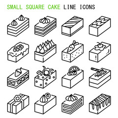 Small square cake line icons