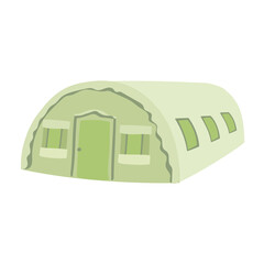 Khaki American military tent isolated on white background. Vector illustration.