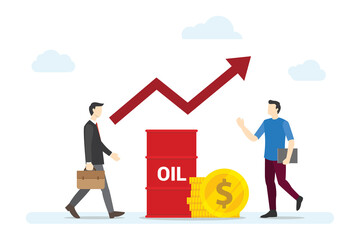 oil price up concept with people and graph raise with modern flat style