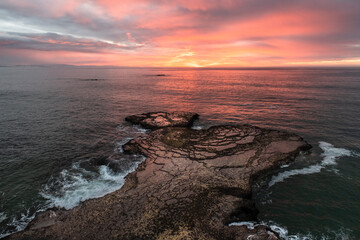 Intertidal sandstone platforms at dawn
