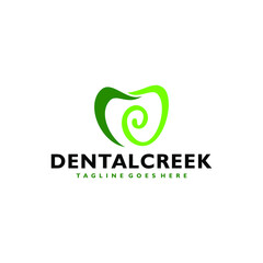 Modern Dental Creek Office Symbol Vector Logo Design