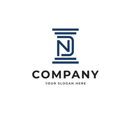 Letter DN Pillar Vector Logo Design. Creative Minimalist Line Building Construction