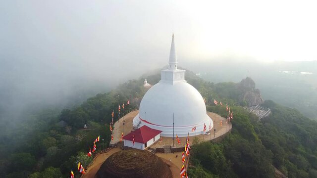 Mihintale hill stupa aerial drone video, - Fabruary 25, 2020 at Mihintale hill, Sri Lanka