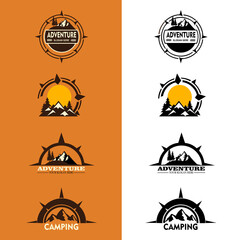Camping and outdoor adventure retro logo. suitable for company logo, print, digital, icon, apps, and other marketing material purpose. Camping logo set