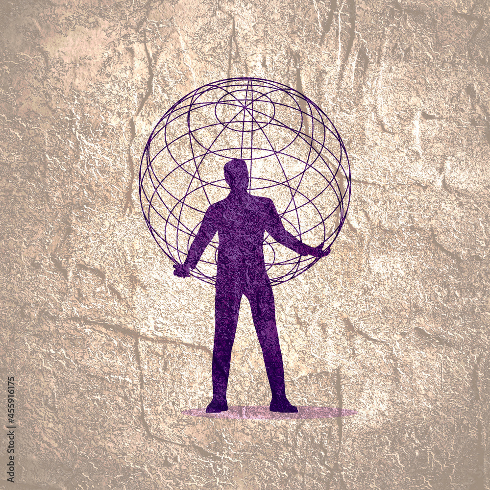 Canvas Prints man holding abstract geometry shape in his hands