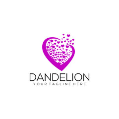 Dandelion logo concept isolated in white background. Flower logo template vector