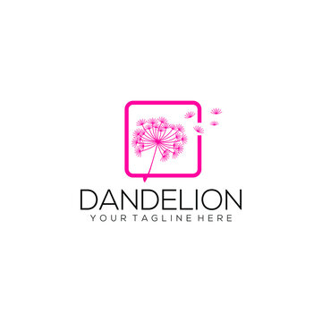 Dandelion logo concept isolated in white background. Flower logo template vector