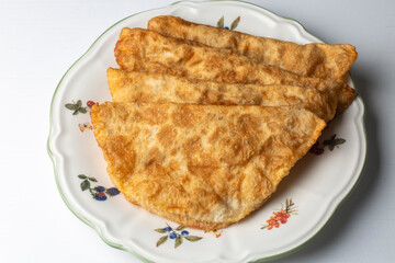 Traditional delicious Turkish foods,minced meat in savoury pastry (Turkish name; ci borek or cig borek)