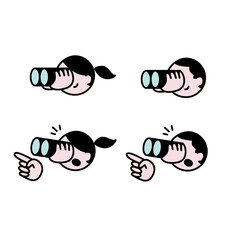 双眼鏡を覗く人イラスト素材