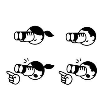 双眼鏡を覗く人イラスト素材