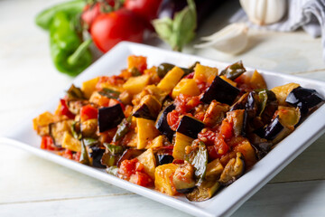 Traditional Turkish food; eggplant meze (Turkish name; saksuka)