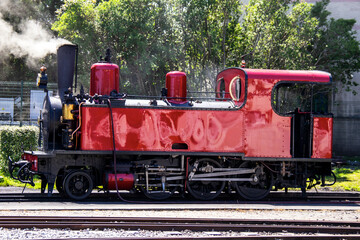 Fototapeta premium Le Crotoy. Ancienne locomotive à charbon en gare. Somme. Picardie. Hauts-de-France 