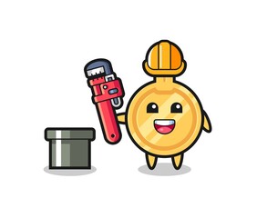 Character Illustration of key as a plumber