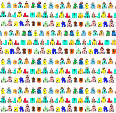 retro robots holding up  colorful  letters