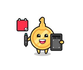 Illustration of key mascot as a graphic designer
