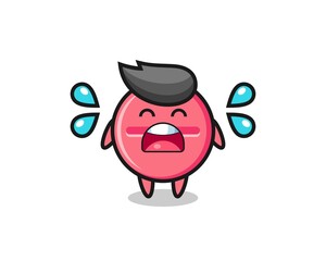 medicine tablet cartoon illustration with crying gesture