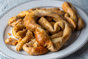Turkish Traditional Food Rice Stuffed Intestines Tripe Mumbar - from Adana Offal Food at Local Restaurant. Organic Food. (Turkish name; mumbar)