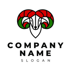 Red-Green ram head logo design