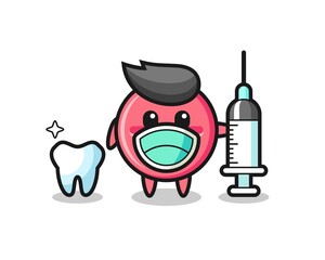 Mascot character of medicine tablet as a dentist