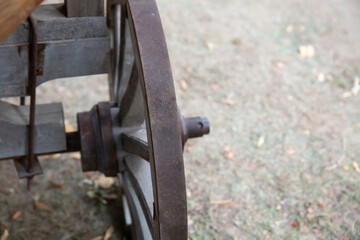 iron wheel part of van traditional transportation on earth background