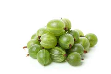 Ripe green gooseberry isolated on white background