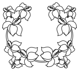 Black and white botanical frame for coloring meditation