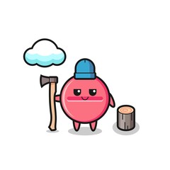 Character cartoon of medicine tablet as a woodcutter