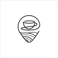 coffe and map logo with one line style