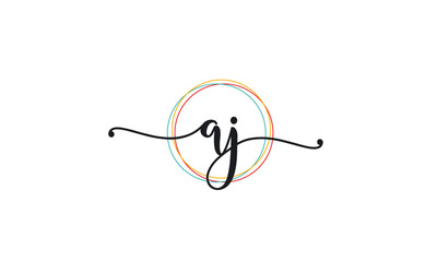 Initial A J letter handwriting logo Design
