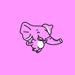 Pink kid elephant running logo