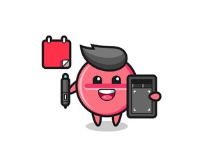 Illustration of medicine tablet mascot as a graphic designer