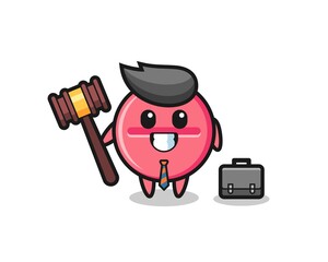 Illustration of medicine tablet mascot as a lawyer