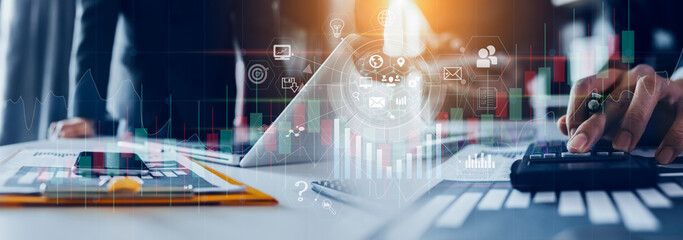 Business digital finance marketing chart, Future technology innovation background, Digital...