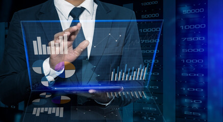 Business digital finance marketing chart, Future technology innovation background, Digital transformation stock marketing concept, Digital analysis. 
